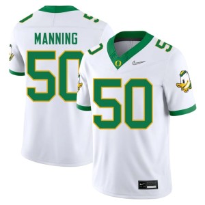 University of Oregon Stitched Demetri Manning White #50 College Football Mens Jerseys 509898-347