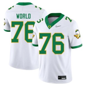 Oregon Ducks White Official #76 Isaiah World Men's College Football Jersey 753615-119