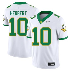 University of Oregon High School #10 Justin Herbert White Men College Football Jerseys 233422-863