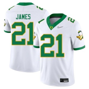 Oregon Embroidery #21 White College Football Men's LaMichael James Jerseys 700554-968
