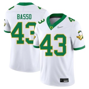 Ducks College Football #43 Embroidery Luke Basso White Men Jerseys 563965-934
