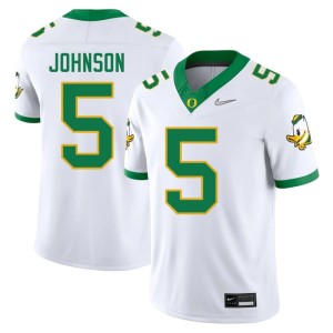 UO #5 College Football Men Embroidery White Theran Johnson Jerseys 533624-972