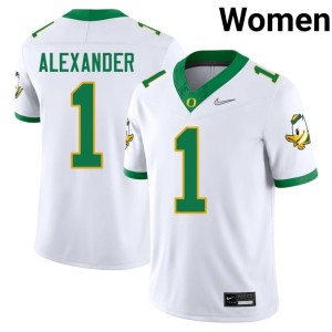 The Ducks #1 Bear Alexander Womens Game White College Football Jerseys 556975-515