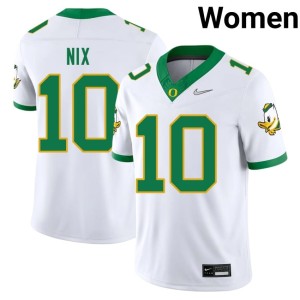 The Ducks College Football Embroidery Womens White #10 Bo Nix Jersey 897298-511