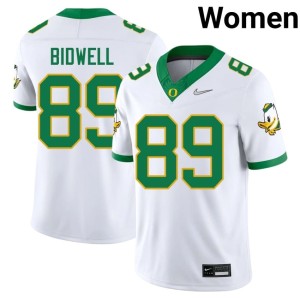Oregon Game White Brady Bidwell #89 Women College Football Jersey 805010-886
