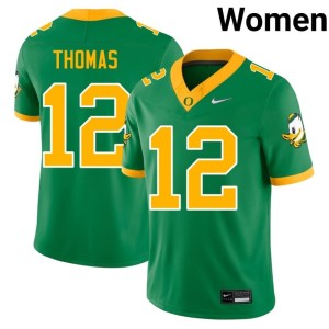 Ducks Brock Thomas Replica Women's #12 College Football Green Jersey 657774-624