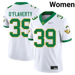 Oregon White Cormac O'Flaherty College Football #39 Women Replica Jerseys 184146-552
