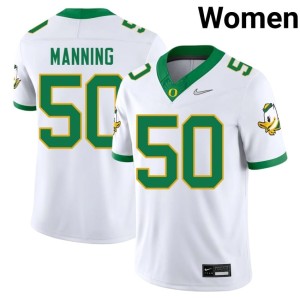 The Ducks #50 Women's Demetri Manning White Player College Football Jerseys 434496-392
