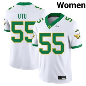 University of Oregon #55 College Football White Replica Women's Douglas Utu Jersey 210849-576