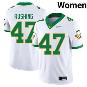 Oregon Ducks College Football Game White Womens Elijah Rushing #47 Jersey 649484-216