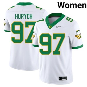 Ducks College Football Gage Hurych Womens #97 High School White Jersey 886062-134