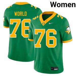 Ducks Women Isaiah World High School #76 Green College Football Jerseys 302138-723