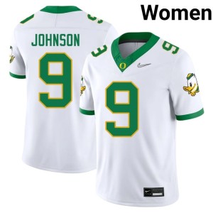 Ducks White Womens College Football Embroidery Jamari Johnson #9 Jersey 423172-475