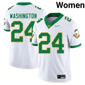 Ducks Women's Limited #24 Jett Washington College Football White Jerseys 284417-486