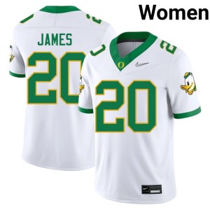 Oregon #20 Game White College Football Jordan James Women's Jerseys 128954-519