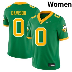 Oregon Ducks College Football Women #0 Green Replica Jordon Davison Jersey 498981-276