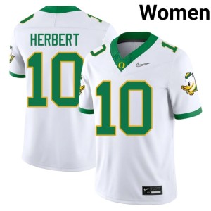 UO College Football Replica White #10 Women's Justin Herbert Jerseys 745746-984