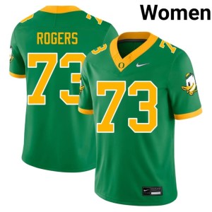 Oregon Ducks Green #73 Stitched College Football Kawika Rogers Women Jerseys 182097-867