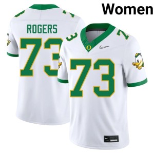 Oregon White College Football #73 Official Women Kawika Rogers Jersey 416841-612