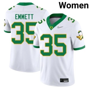 Oregon #35 Women's College Football Keaton Emmett White NCAA Jerseys 109444-550