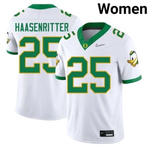 UO College Football #25 White Kilohana Haasenritter Women Alumni Jersey 364553-361
