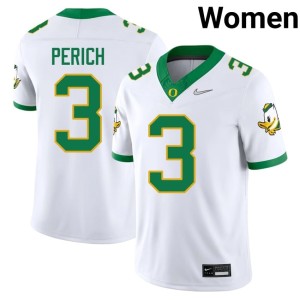 Ducks White Womens College Football #3 Koi Perich Limited Jerseys 384409-507