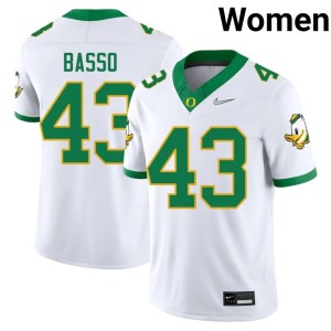Oregon Game White #43 Women's Luke Basso College Football Jersey 531008-433