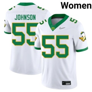 University of Oregon White Matthew Johnson Womens Stitched College Football #55 Jersey 838482-402