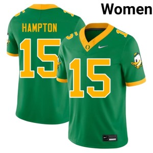 Ducks #15 Womens Green College Football Messiah Hampton Alumni Jersey 499133-547