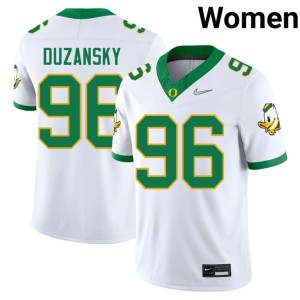 University of Oregon White #96 Women's College Football Embroidery Nick Duzansky Jersey 618008-182