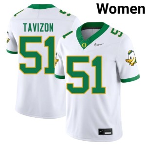 The Ducks #51 Prince Tavizon College Football Alumni White Women Jersey 624835-777