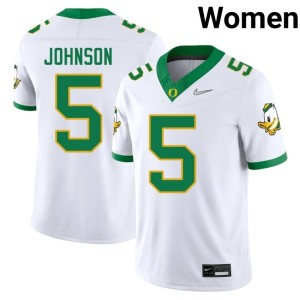 Oregon #5 High School Theran Johnson White College Football Women's Jersey 143341-448