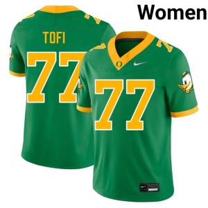 Ducks Women College Football #77 Tommy Tofi University Green Jerseys 940618-755