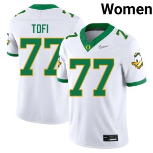 Oregon Limited College Football Tommy Tofi #77 Women White Jerseys 386432-553