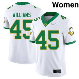 Ducks Torrence Williams College Football #45 Embroidery Women White Jersey 360909-614