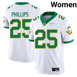 Oregon Ducks Women's College Football Tristan Phillips #25 Replica White Jerseys 559746-683