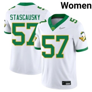 The Ducks Zac Stascausky College Football White Womens Game #57 Jersey 966529-560
