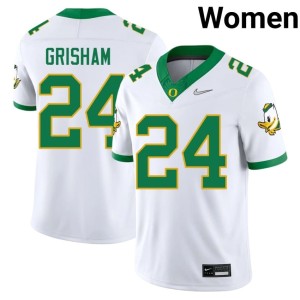 Oregon Ducks Embroidery #24 White Womens Zach Grisham College Football Jersey 577343-390