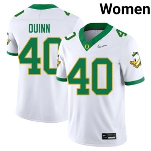 University of Oregon White Womens #40 Zander Quinn College Football Official Jerseys 687125-151