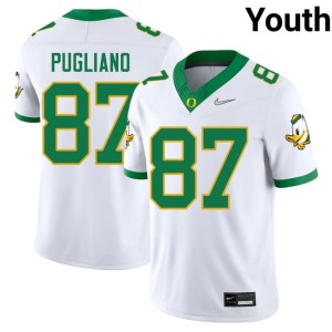 The Ducks Replica #87 A.J. Pugliano White Youth College Football Jersey 695997-526