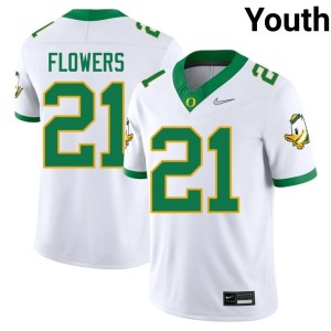 Ducks NCAA Youth College Football White #21 Aaron Flowers Jersey 897279-776