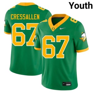 The Ducks Player #67 College Football Green Beau CressAllen Youth Jersey 180990-547