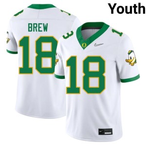 The Ducks White Dorian Brew Youth 2026 #18 College Football Jersey 355918-205