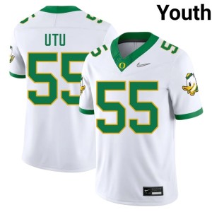 Oregon Ducks Embroidery College Football Douglas Utu White Youth #55 Jerseys 839220-565