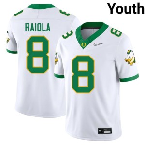UO White Youth Dylan Raiola College Football #8 Embroidery Jersey 645854-366