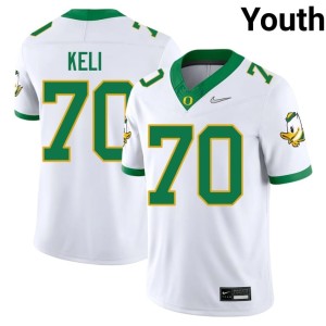 University of Oregon #70 Koloi Keli Youth College Football Stitched White Jerseys 516158-748