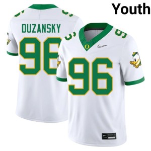Oregon Player College Football #96 White Youth Nick Duzansky Jersey 987408-832