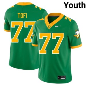 Oregon Ducks Tommy Tofi Embroidery #77 College Football Green Youth Jerseys 596294-694