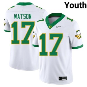 UO Tre Watson High School College Football White #17 Youth Jersey 263127-959