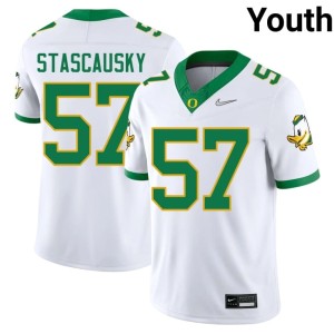 Ducks Stitched Zac Stascausky College Football White Youth #57 Jerseys 536349-206